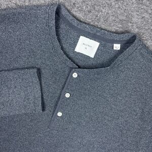Billy Reid Henley Shirt Men XL Heather Gray Knit Textured Pullover Casual Cotton